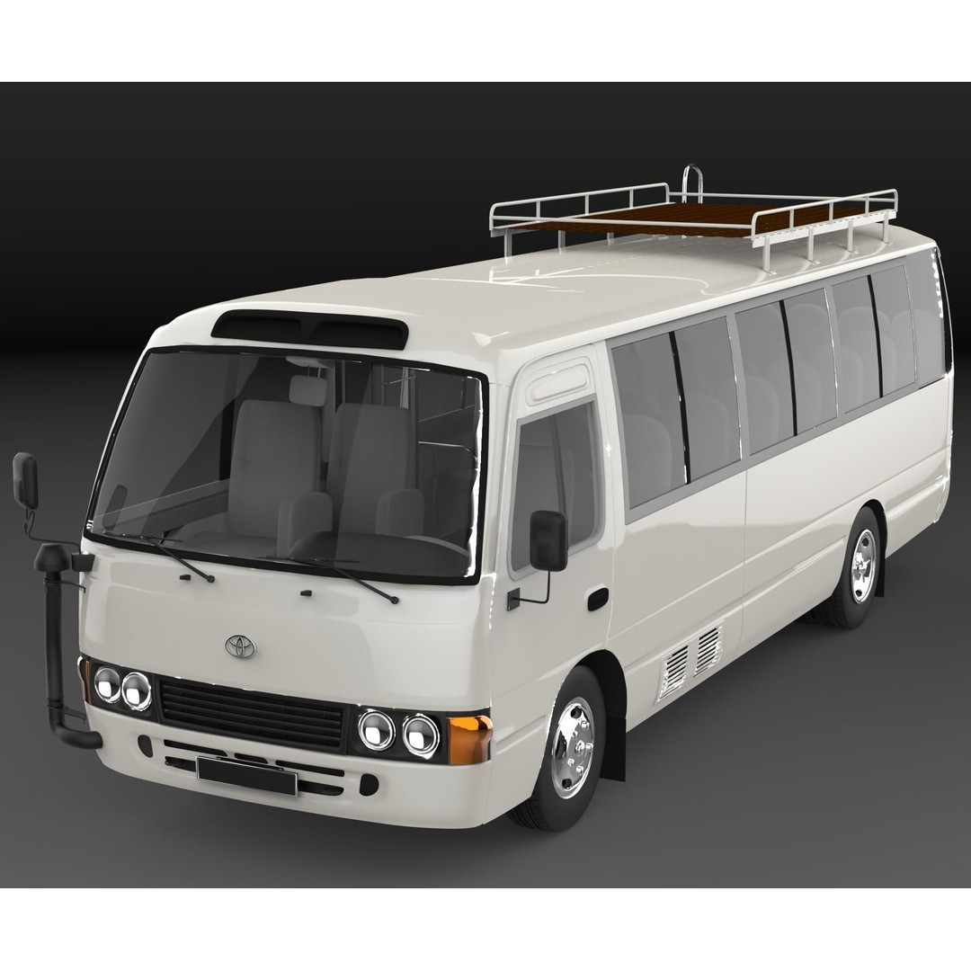 Toyota Coaster 3D Model – Low Poly Microbus Asset, FBX & Blender - View 7