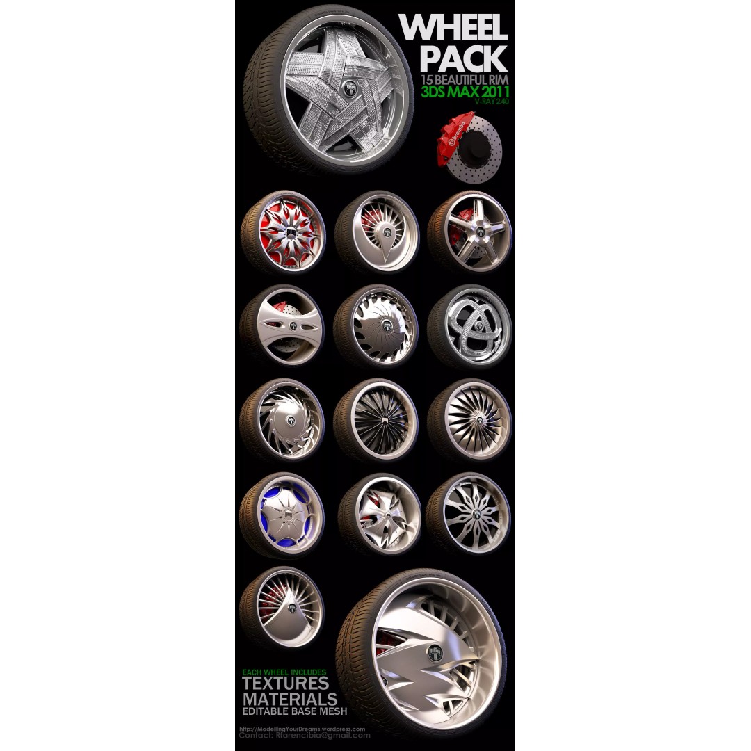Luxury Car Rim 3D Model – 15 Beautiful Rims Pack, PBR Textures - View 2