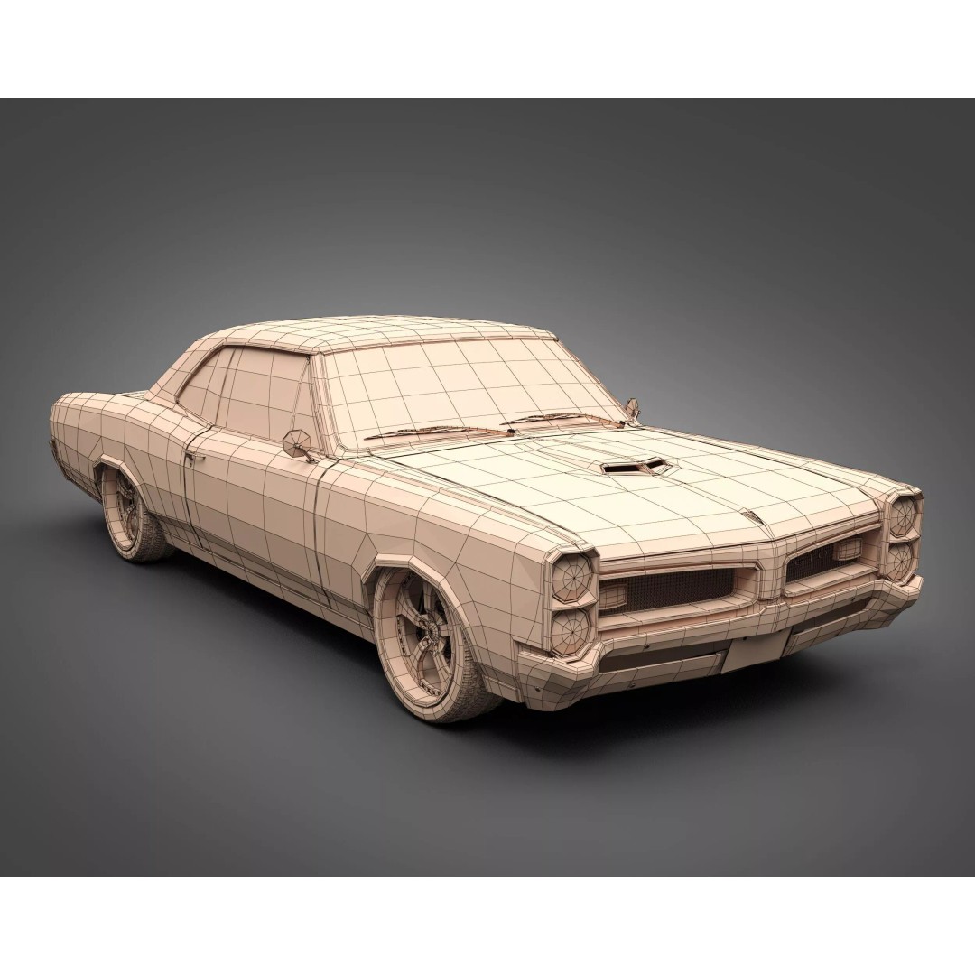 1966 Pontiac GTO 3D Model – Classic Muscle Car, FBX & OBJ Formats