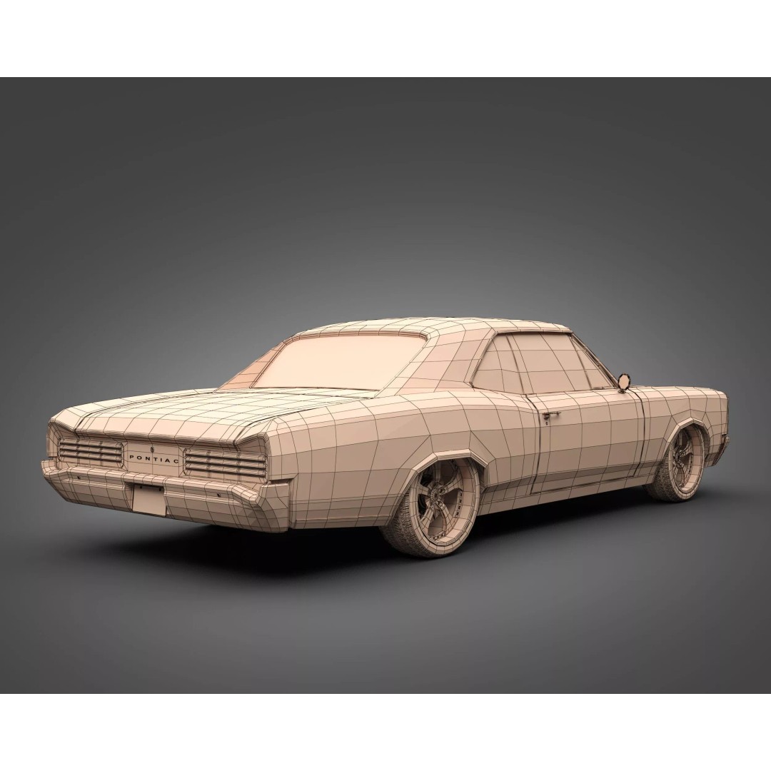 1966 Pontiac GTO 3D Model – Classic Muscle Car, FBX & OBJ Formats - View 10