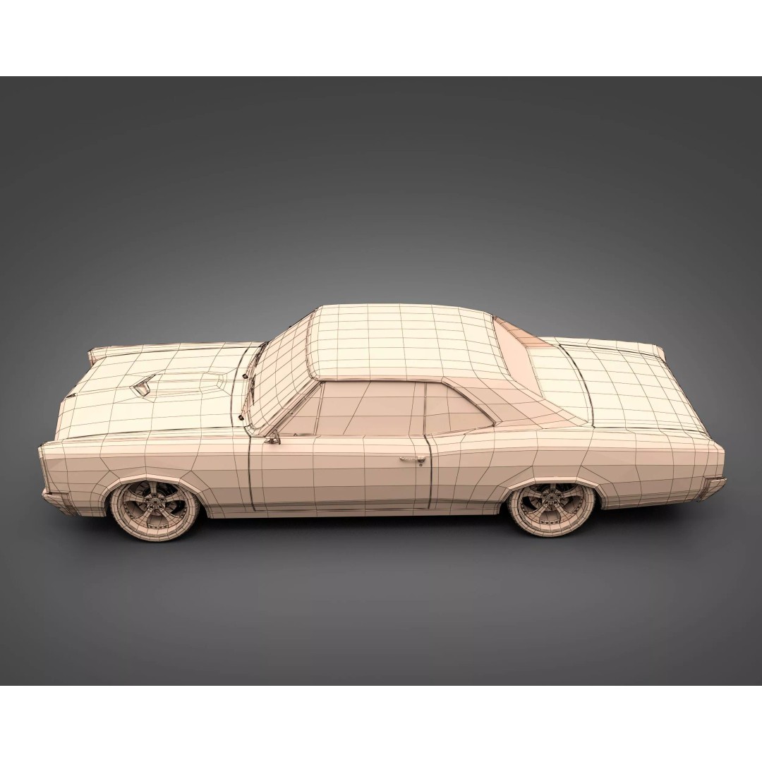 1966 Pontiac GTO 3D Model – Classic Muscle Car, FBX & OBJ Formats - View 13