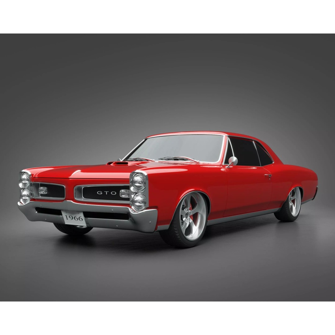 1966 Pontiac GTO 3D Model – Classic Muscle Car, FBX & OBJ Formats - View 2