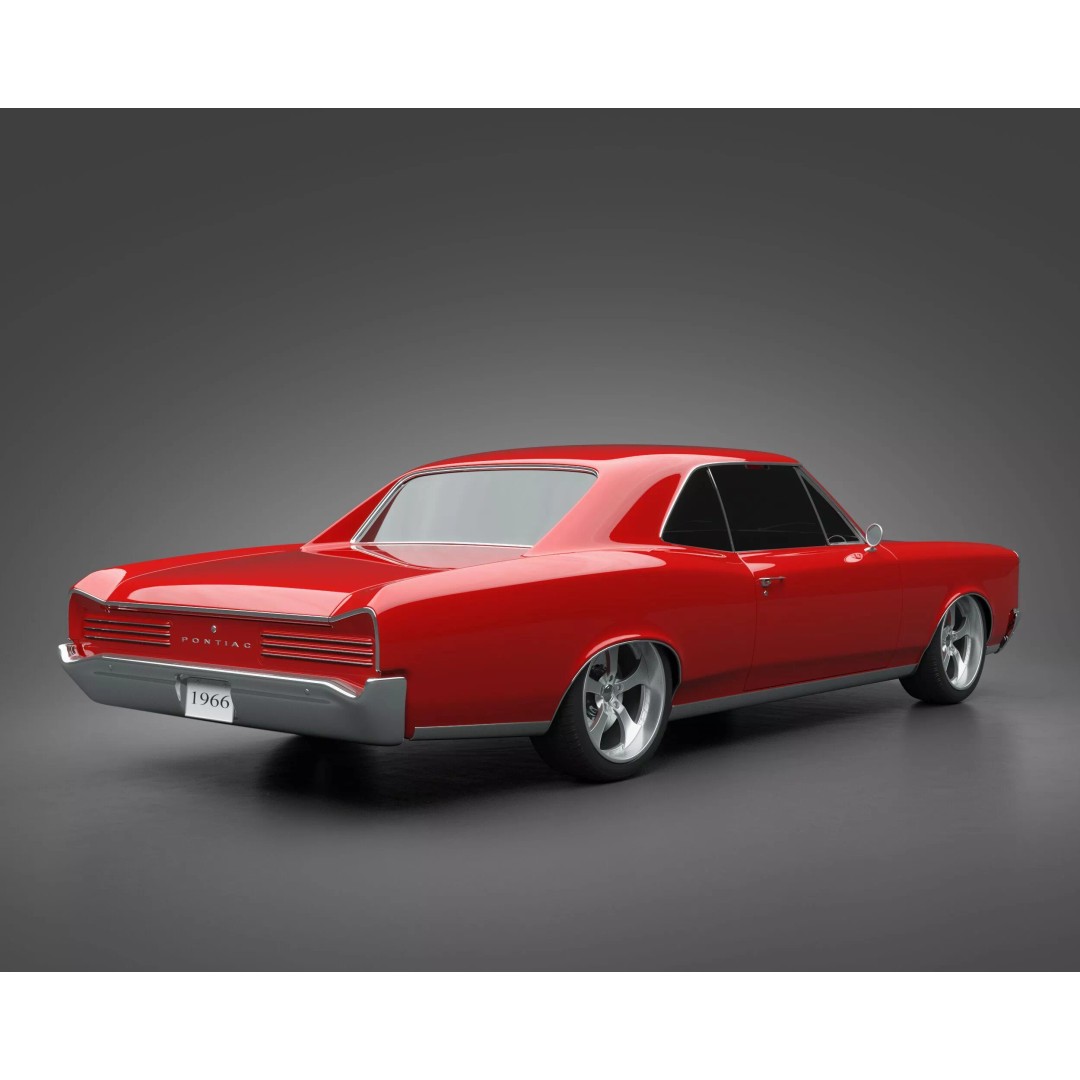 1966 Pontiac GTO 3D Model – Classic Muscle Car, FBX & OBJ Formats - View 3