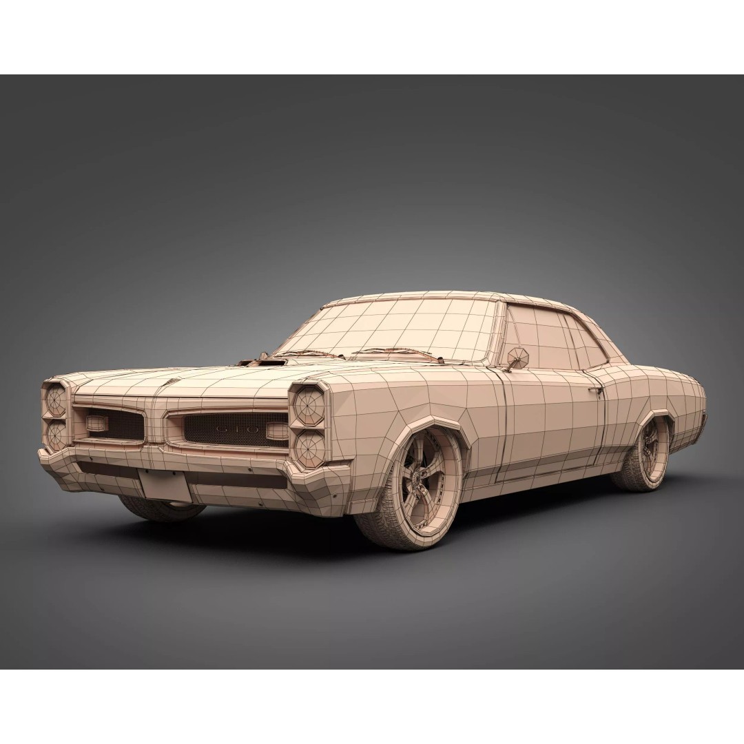 1966 Pontiac GTO 3D Model – Classic Muscle Car, FBX & OBJ Formats - View 9