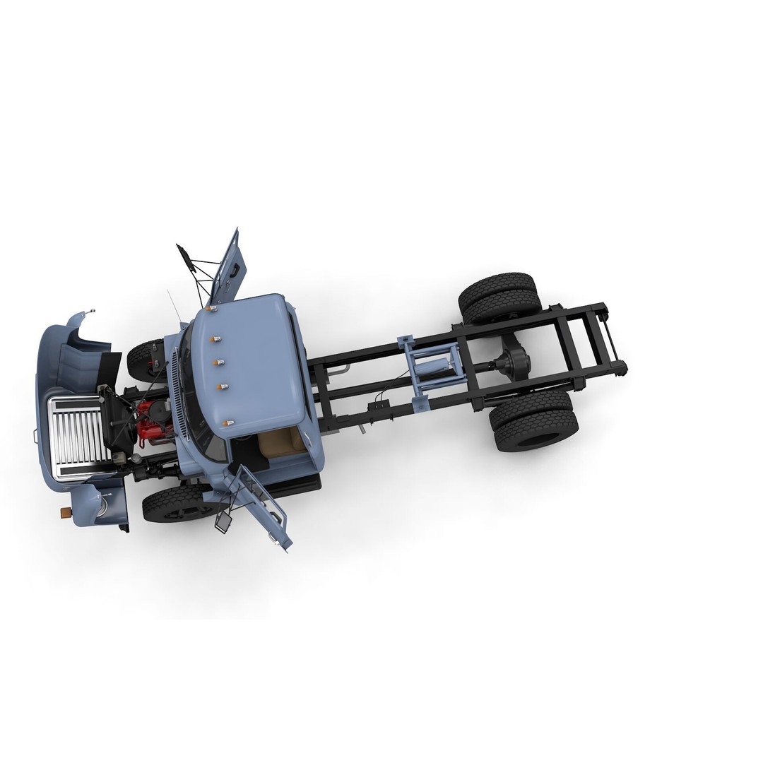 International Loadstar 1600 3D Model – High Poly Vintage Flatbed Truck, FBX - View 10