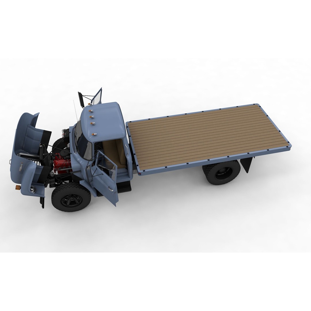 International Loadstar 1600 3D Model – High Poly Vintage Flatbed Truck, FBX - View 13