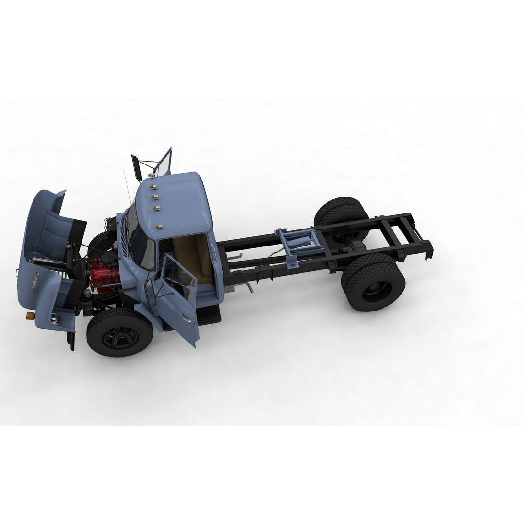 International Loadstar 1600 3D Model – High Poly Vintage Flatbed Truck, FBX - View 14