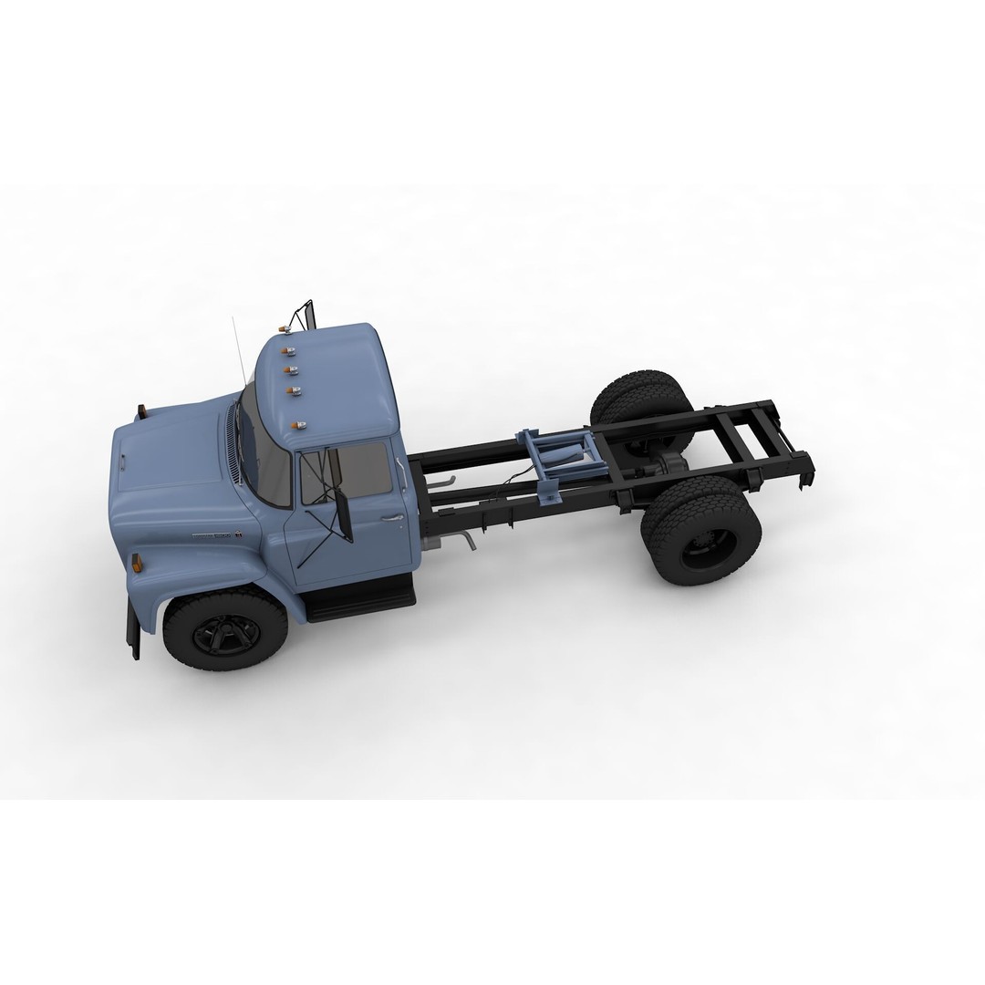 International Loadstar 1600 3D Model – High Poly Vintage Flatbed Truck, FBX - View 15