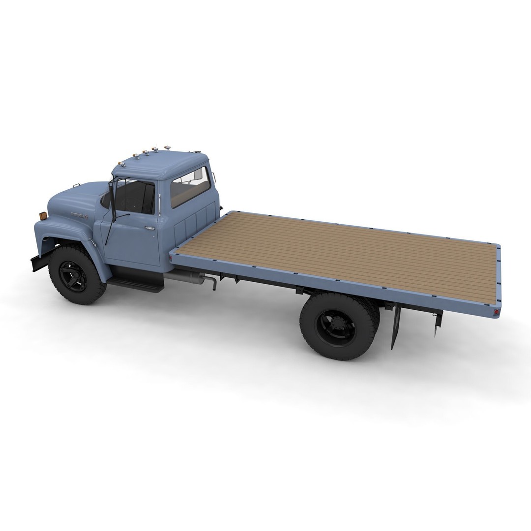 International Loadstar 1600 3D Model – High Poly Vintage Flatbed Truck, FBX - View 17
