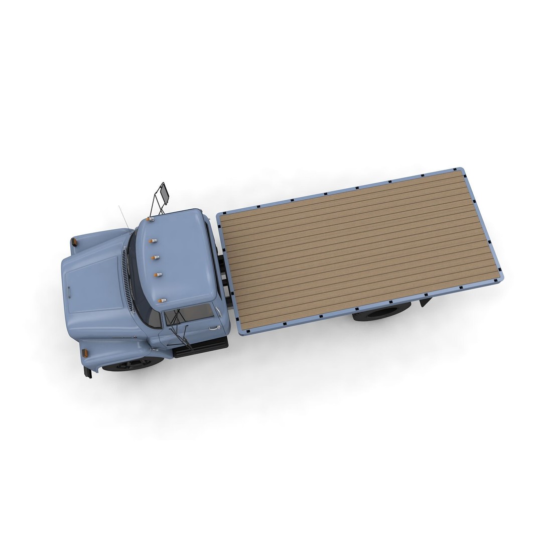International Loadstar 1600 3D Model – High Poly Vintage Flatbed Truck, FBX - View 22