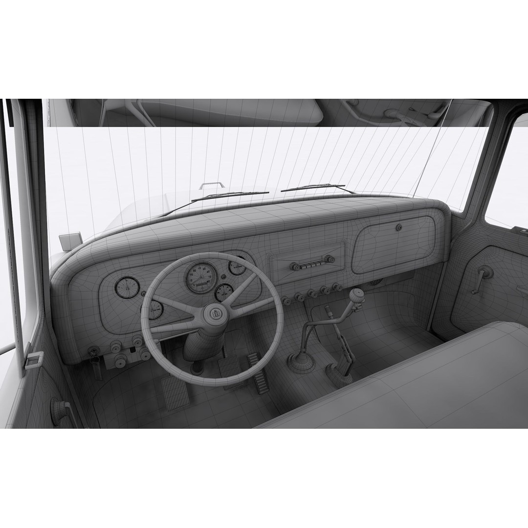 International Loadstar 1600 3D Model – High Poly Vintage Flatbed Truck, FBX - View 26