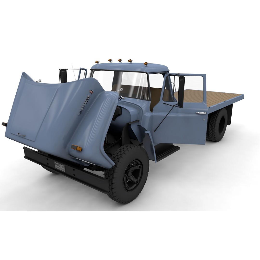 International Loadstar 1600 3D Model – High Poly Vintage Flatbed Truck, FBX - View 3