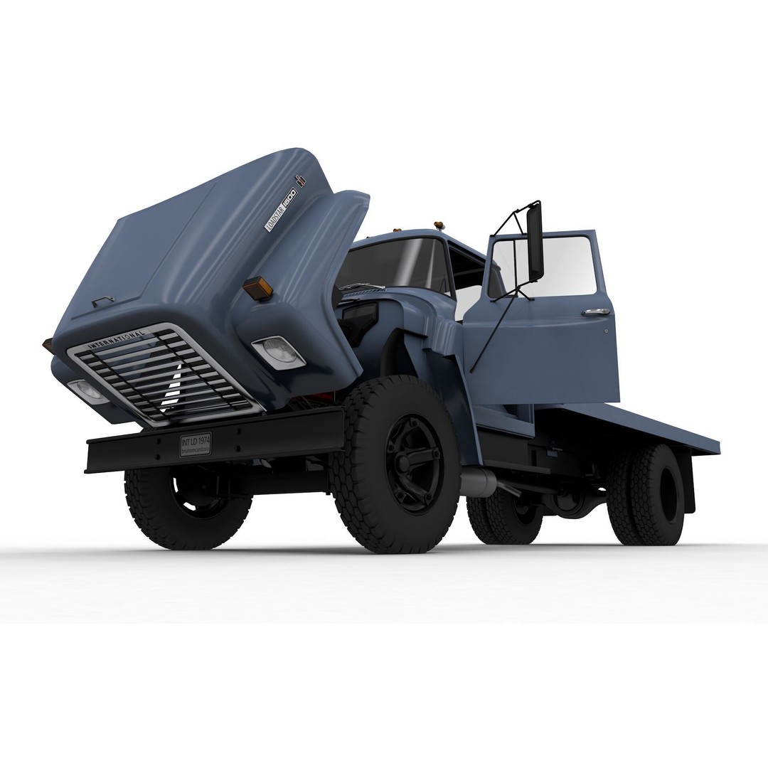 International Loadstar 1600 3D Model – High Poly Vintage Flatbed Truck, FBX - View 7