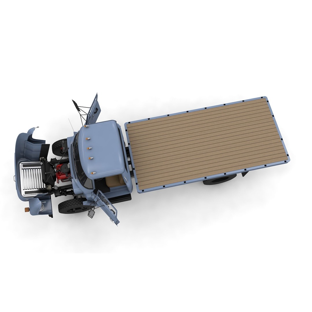 International Loadstar 1600 3D Model – High Poly Vintage Flatbed Truck, FBX - View 9