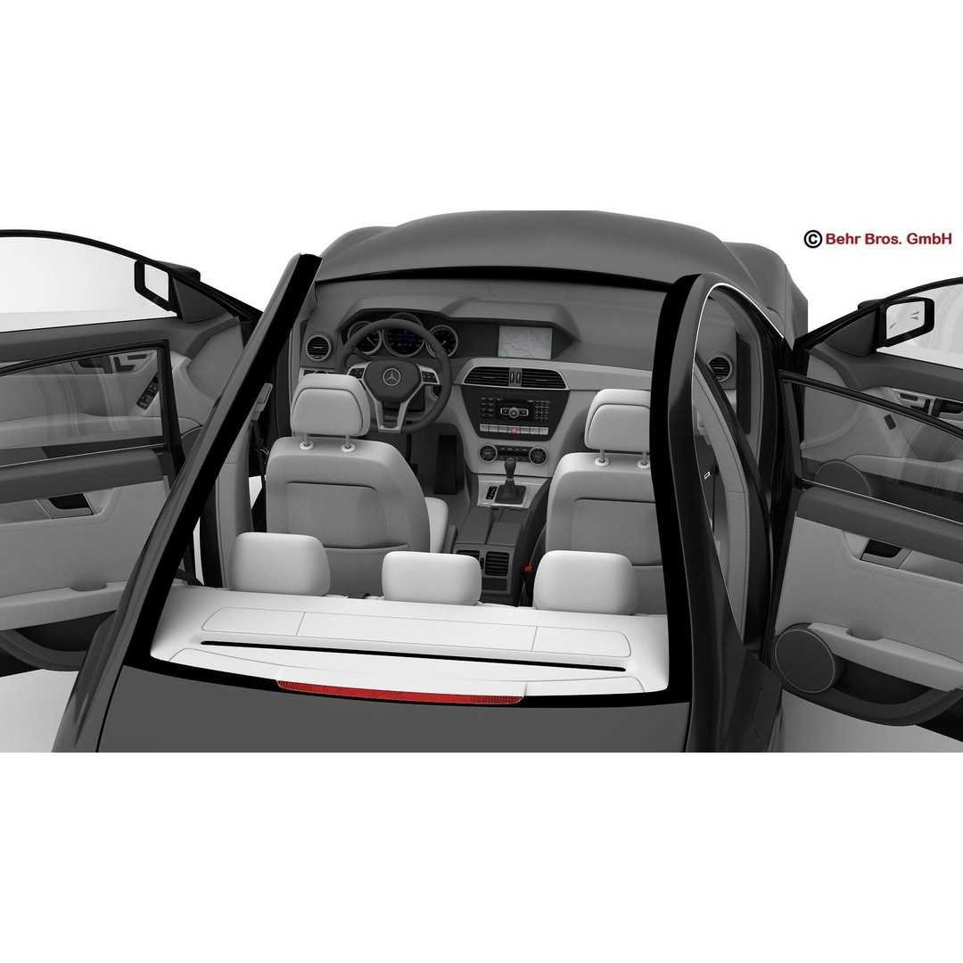 Mercedes C Class 2012 3D Model – High Poly Detailed Vehicle, FBX - View 17