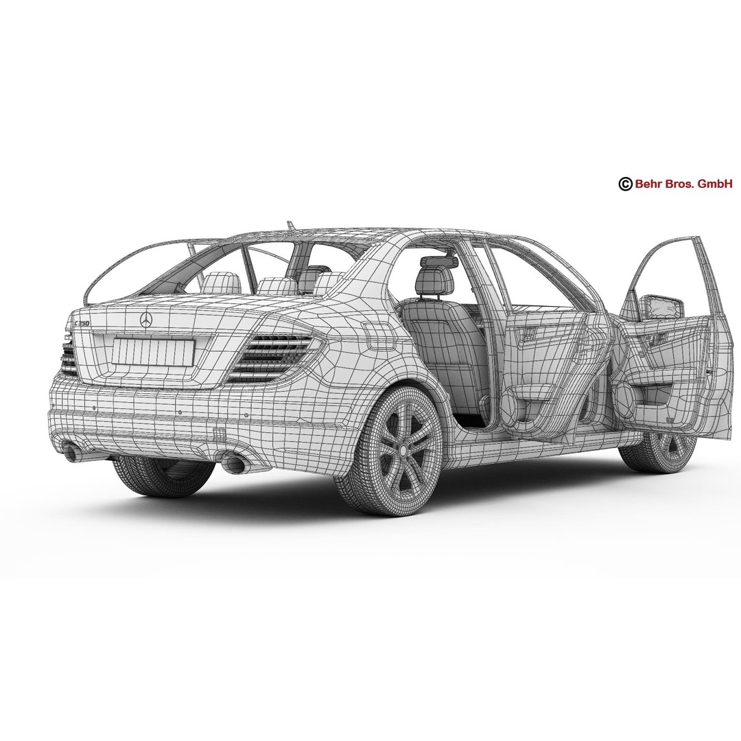 Mercedes C Class 2012 3D Model – High Poly Detailed Vehicle, FBX - View 22