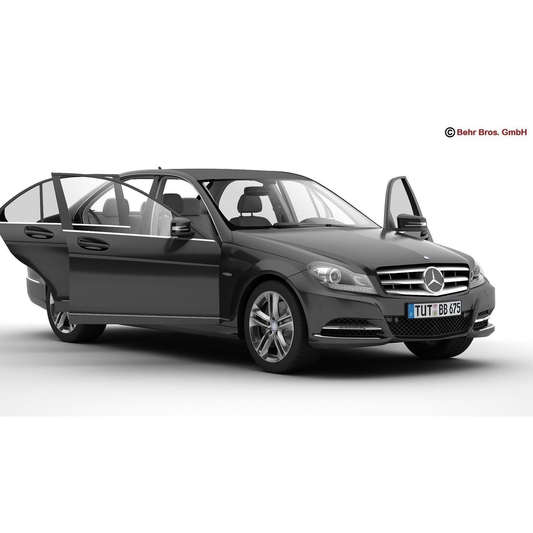 Mercedes C Class 2012 3D Model – High Poly Detailed Vehicle, FBX - View 3