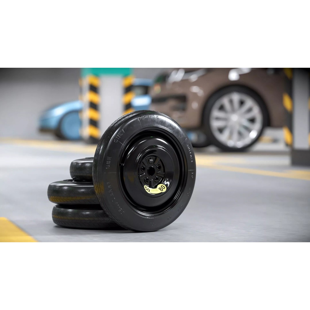 Spare Tire Compact Wheel 3D Model – High Quality PBR Vehicle Part, FBX - View 3