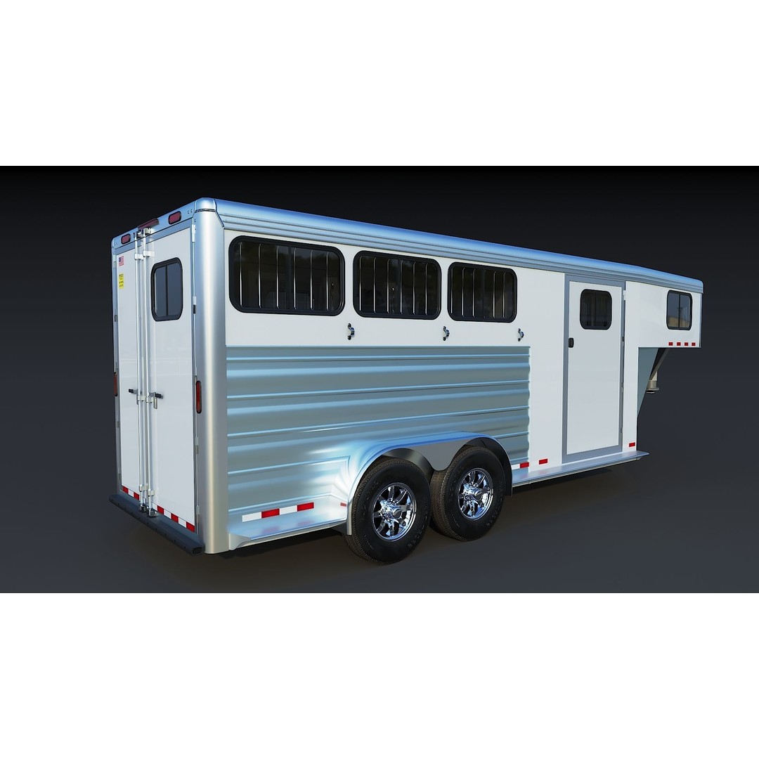 Gooseneck Horse Trailer 3D Model – Low Poly Game Asset, PBR Textures - View 15