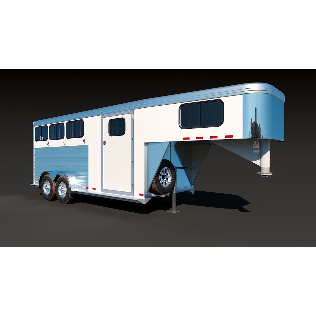 Gooseneck Horse Trailer 3D Model – Low Poly Game Asset, PBR Textures - View 16