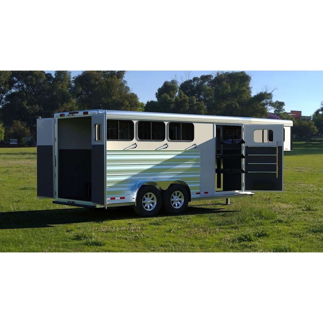 Gooseneck Horse Trailer 3D Model – Low Poly Game Asset, PBR Textures - View 28