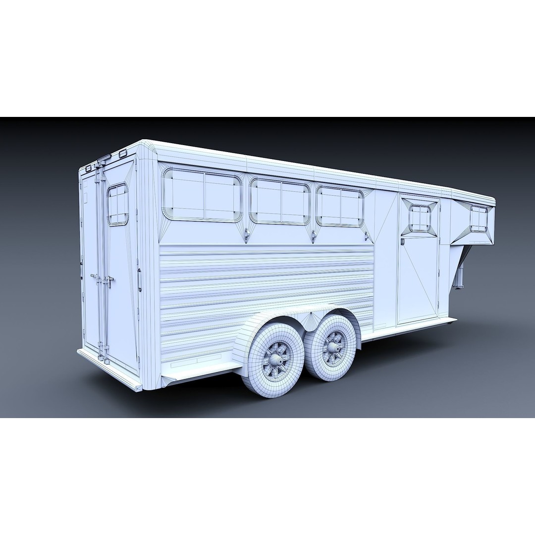 Gooseneck Horse Trailer 3D Model – Low Poly Game Asset, PBR Textures - View 32