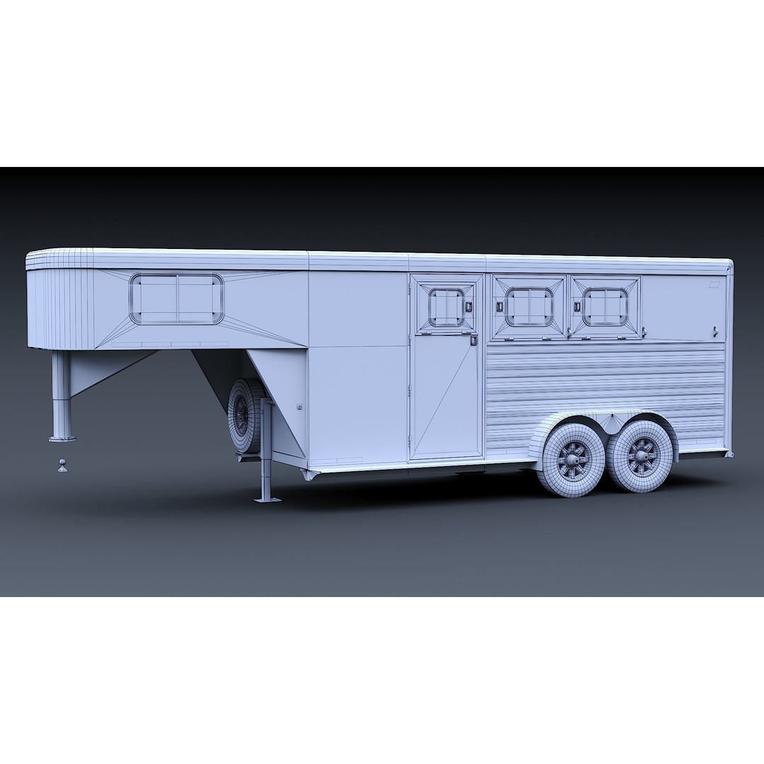 Gooseneck Horse Trailer 3D Model – Low Poly Game Asset, PBR Textures - View 33