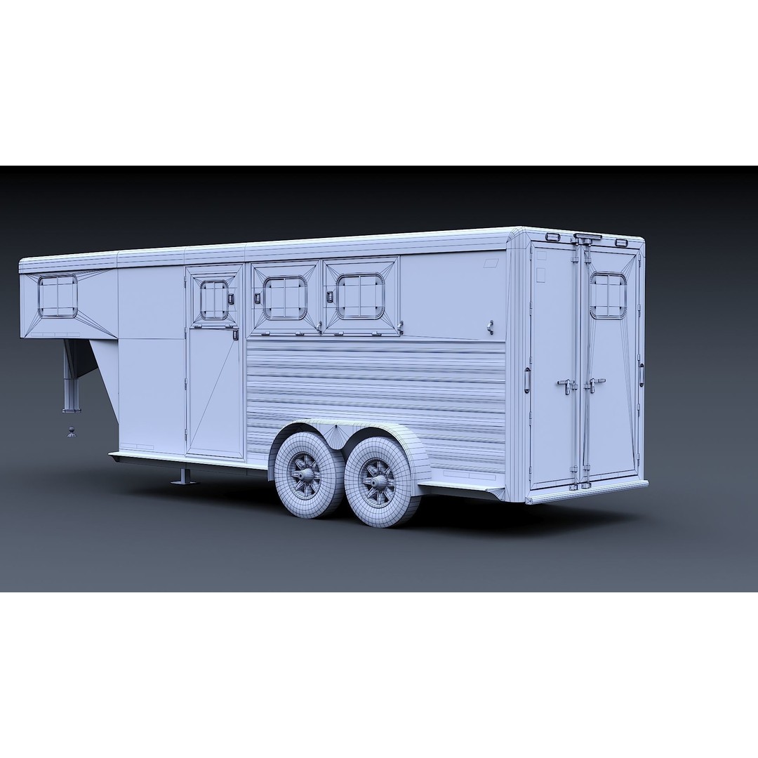 Gooseneck Horse Trailer 3D Model – Low Poly Game Asset, PBR Textures - View 34