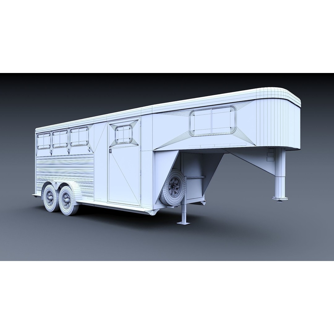 Gooseneck Horse Trailer 3D Model – Low Poly Game Asset, PBR Textures - View 36