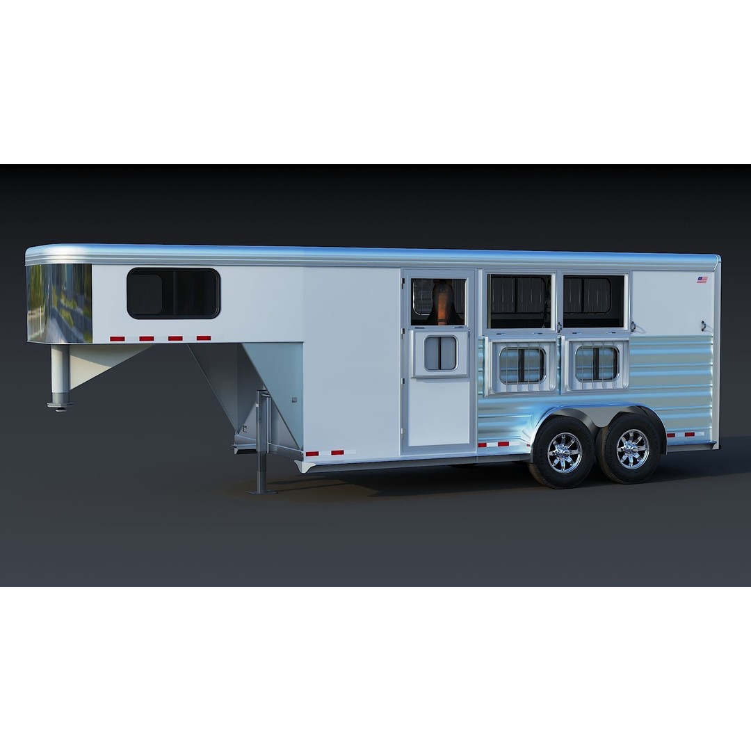 Gooseneck Horse Trailer 3D Model – Low Poly Game Asset, PBR Textures - View 4