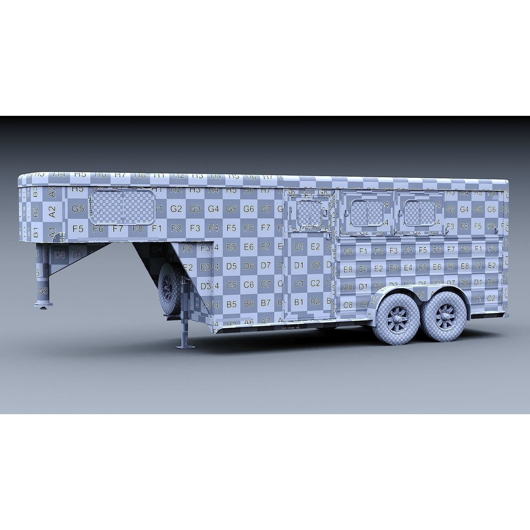 Gooseneck Horse Trailer 3D Model – Low Poly Game Asset, PBR Textures - View 41