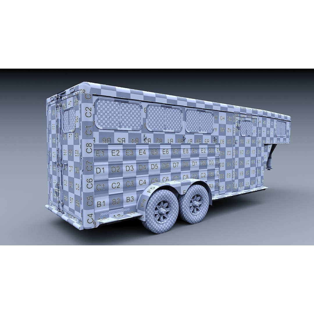 Gooseneck Horse Trailer 3D Model – Low Poly Game Asset, PBR Textures - View 42