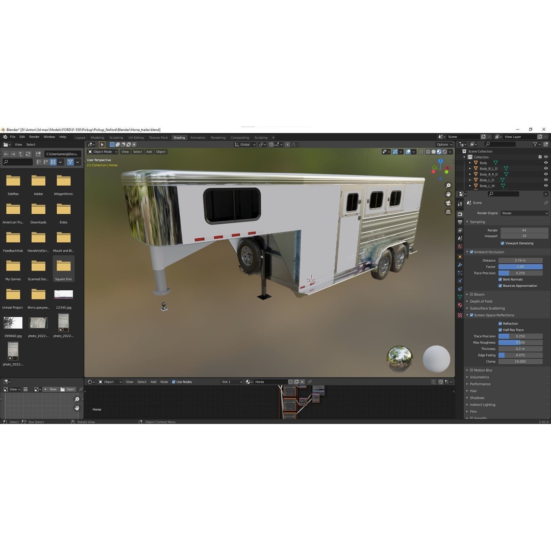 Gooseneck Horse Trailer 3D Model – Low Poly Game Asset, PBR Textures - View 43