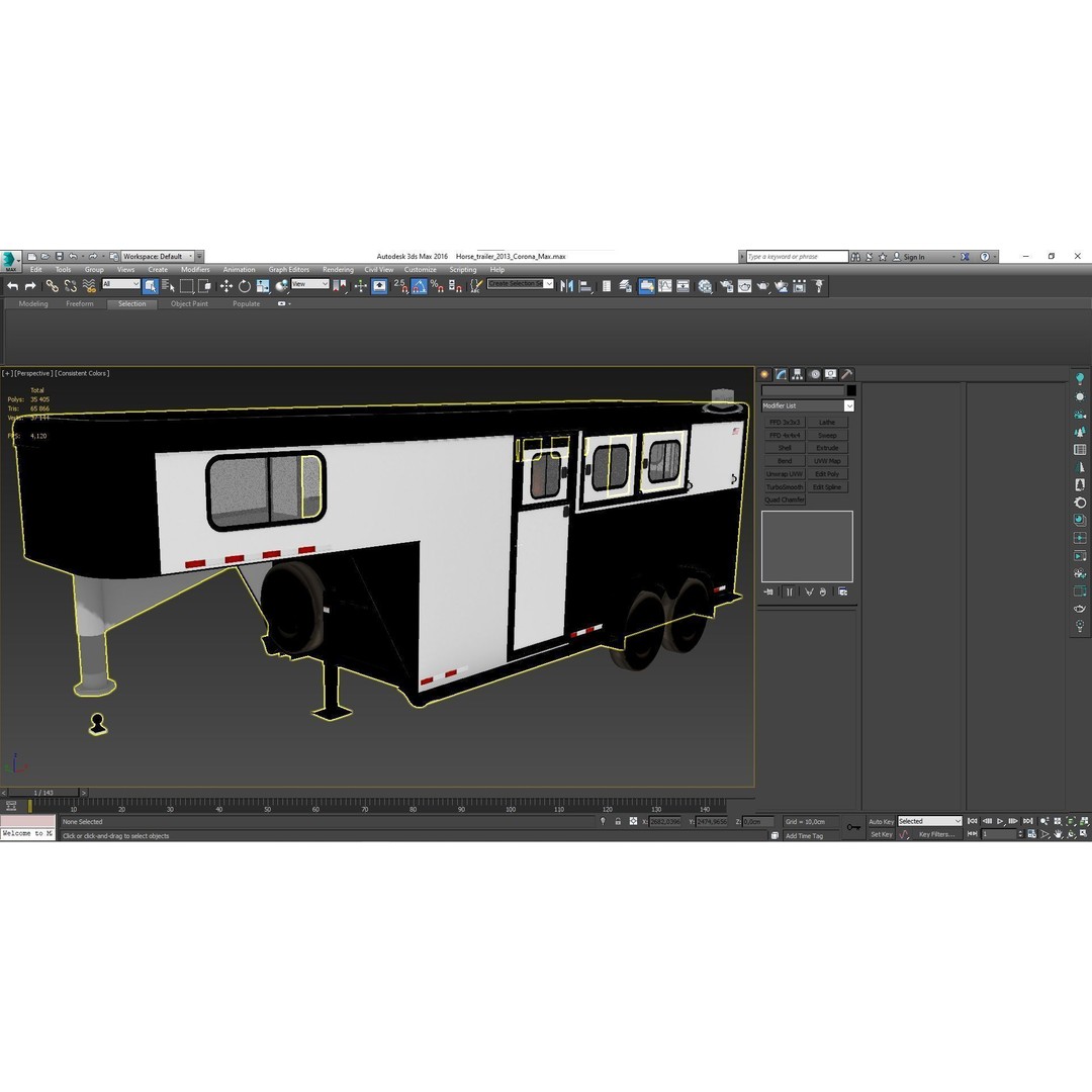 Gooseneck Horse Trailer 3D Model – Low Poly Game Asset, PBR Textures - View 44