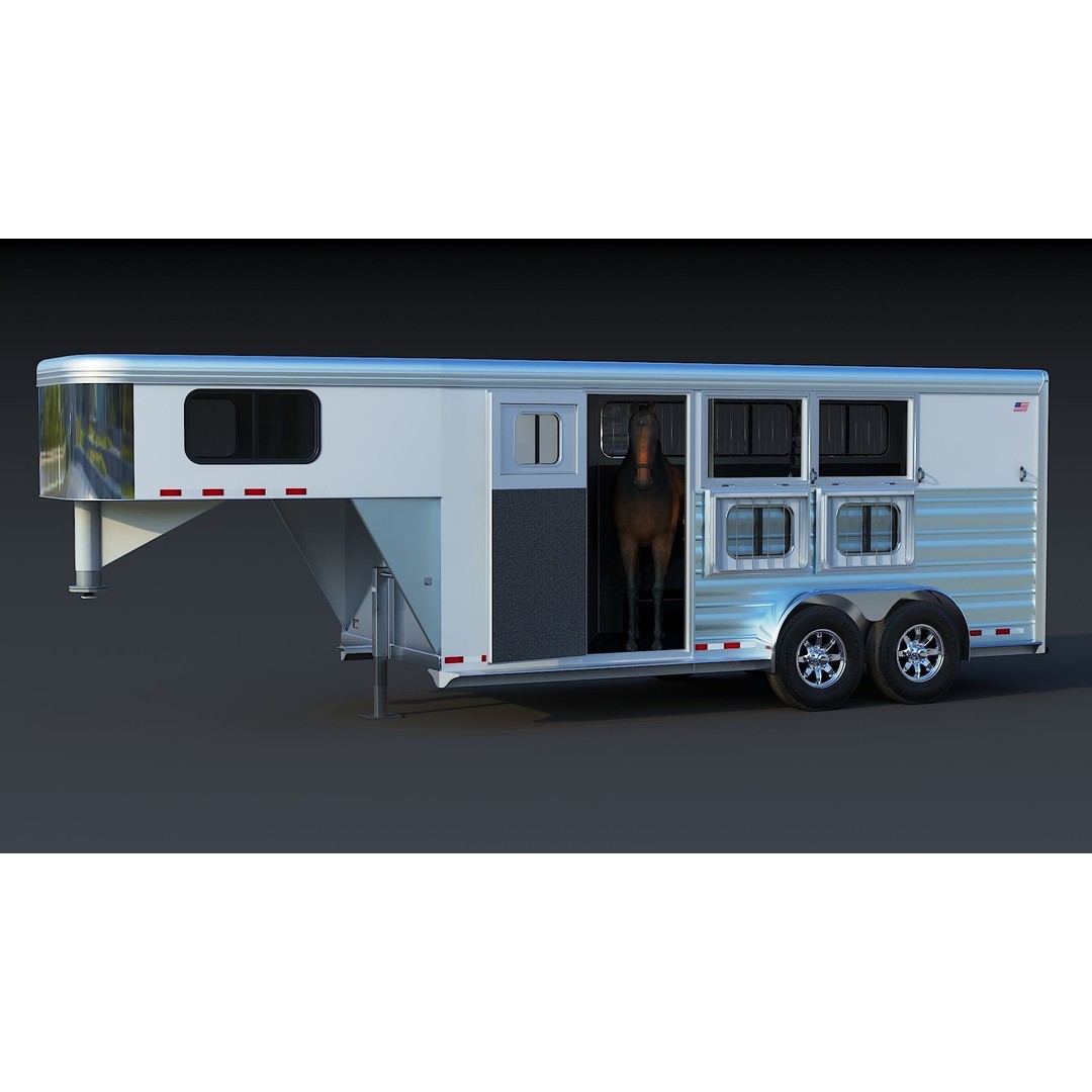 Gooseneck Horse Trailer 3D Model – Low Poly Game Asset, PBR Textures - View 5