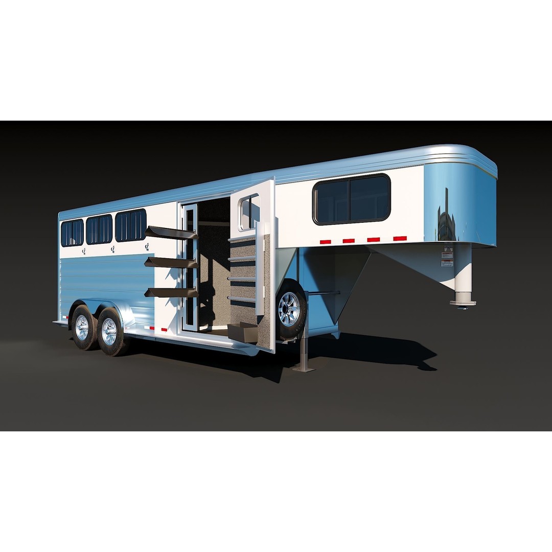 Gooseneck Horse Trailer 3D Model – Low Poly Game Asset, PBR Textures - View 7