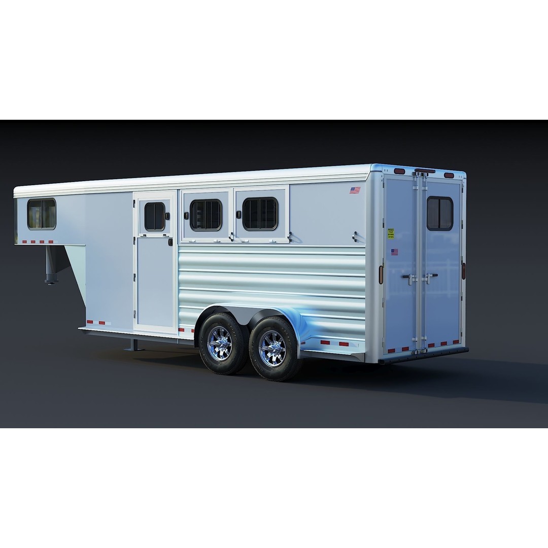 Gooseneck Horse Trailer 3D Model – Low Poly Game Asset, PBR Textures - View 8