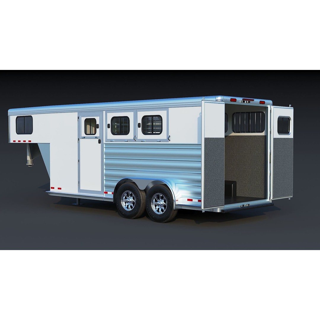 Gooseneck Horse Trailer 3D Model – Low Poly Game Asset, PBR Textures - View 9