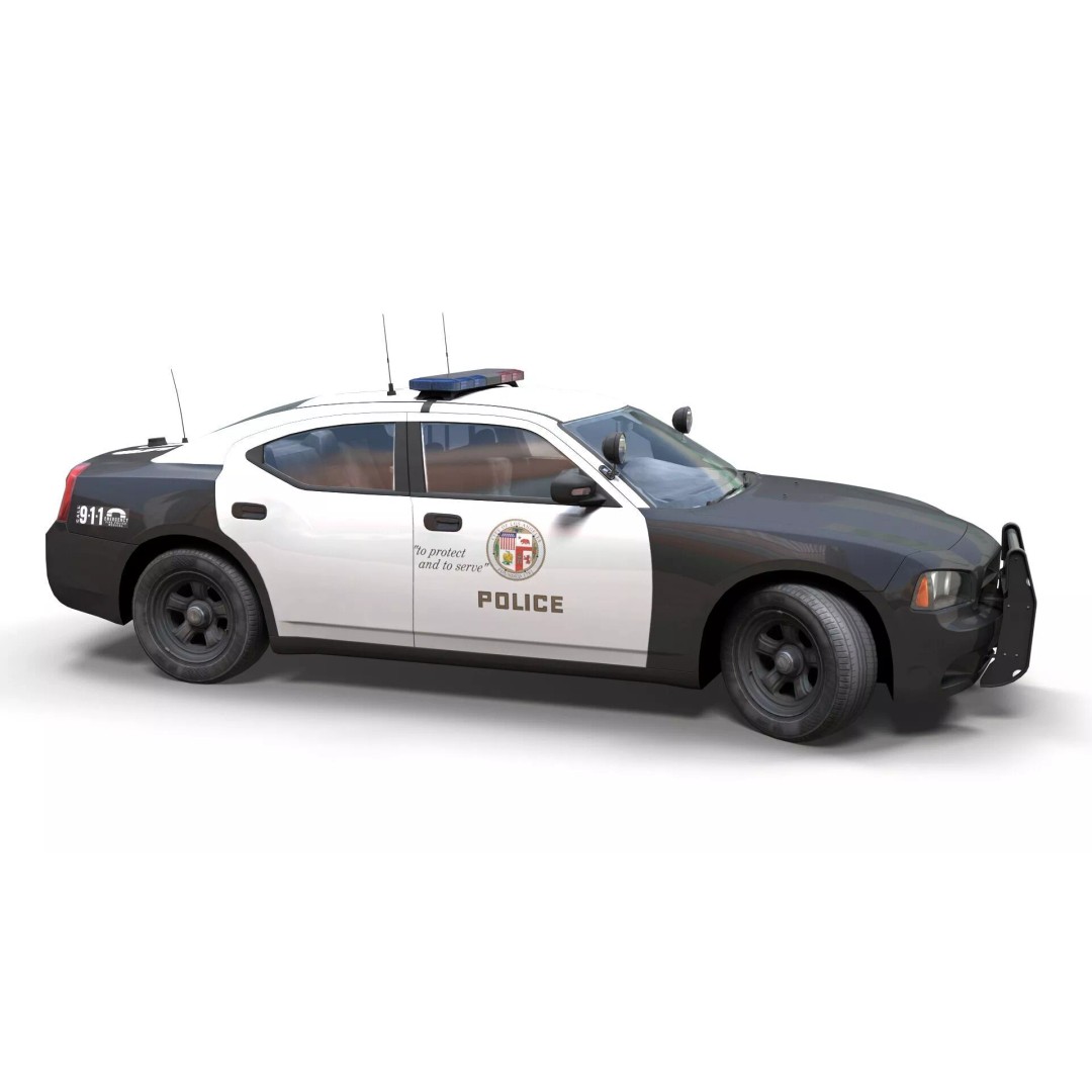 American Police Car 3D Model – Low Poly Game Ready Asset, FBX - View 10
