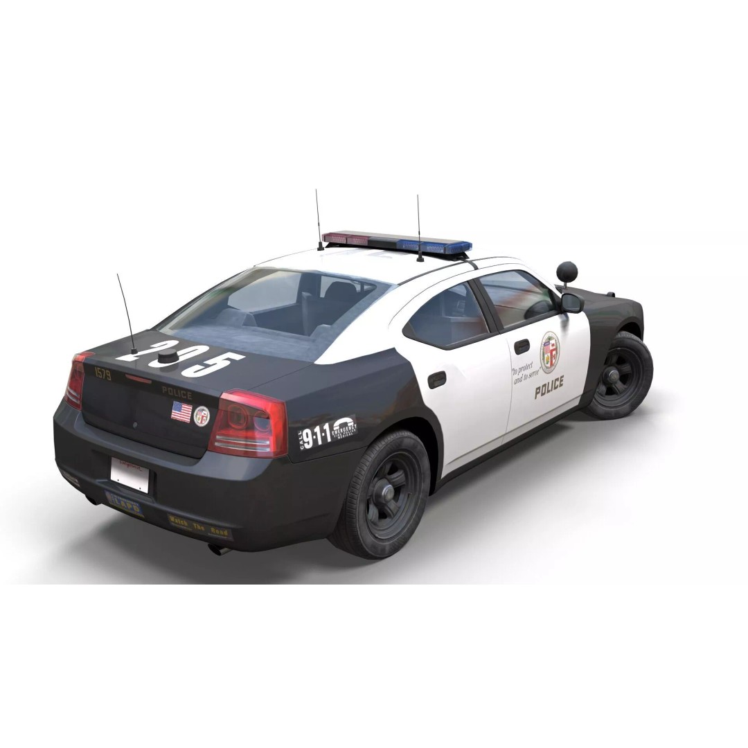 American Police Car 3D Model – Low Poly Game Ready Asset, FBX - View 12