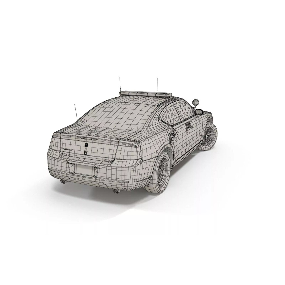 American Police Car 3D Model – Low Poly Game Ready Asset, FBX - View 21
