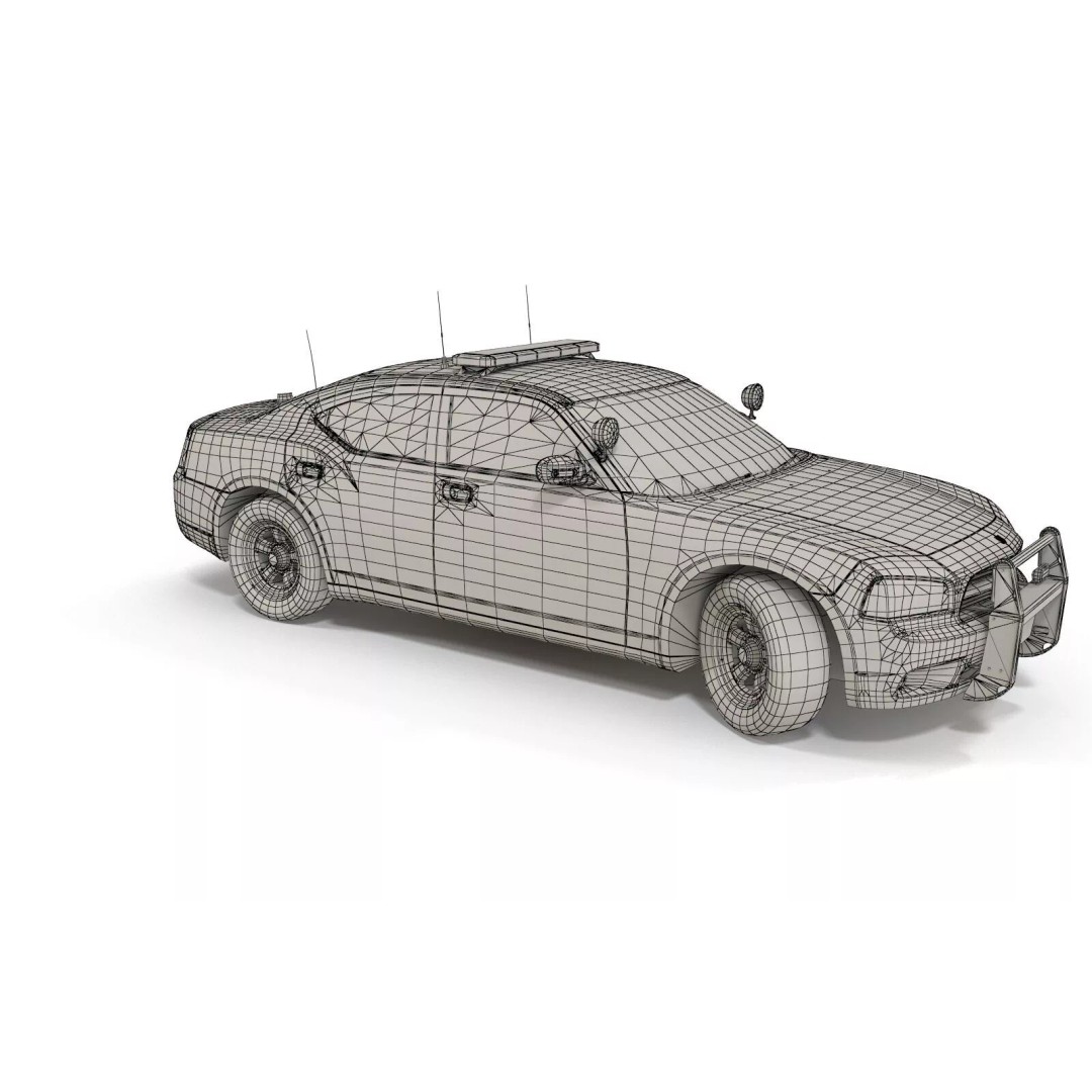 American Police Car 3D Model – Low Poly Game Ready Asset, FBX - View 24
