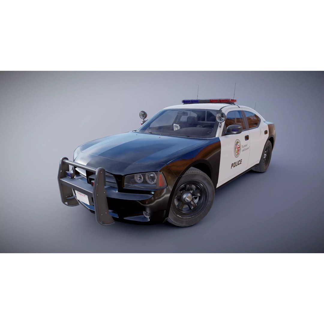 American Police Car 3D Model – Low Poly Game Ready Asset, FBX - View 25