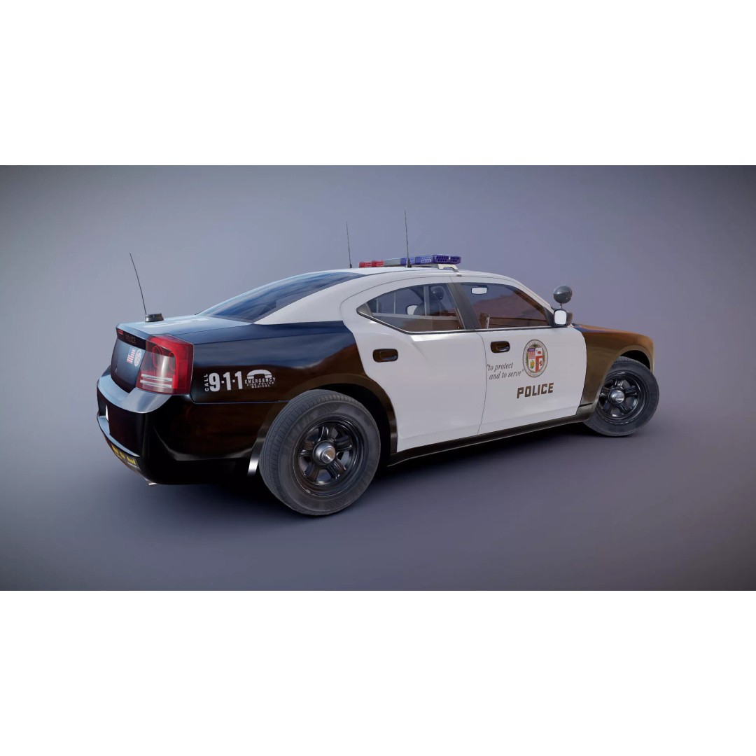 American Police Car 3D Model – Low Poly Game Ready Asset, FBX - View 26