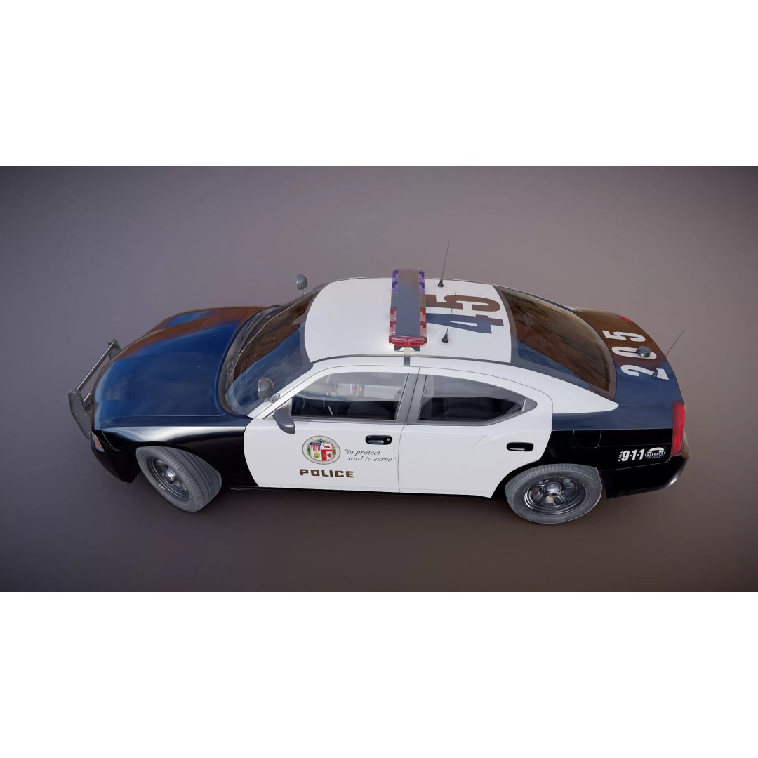 American Police Car 3D Model – Low Poly Game Ready Asset, FBX - View 28