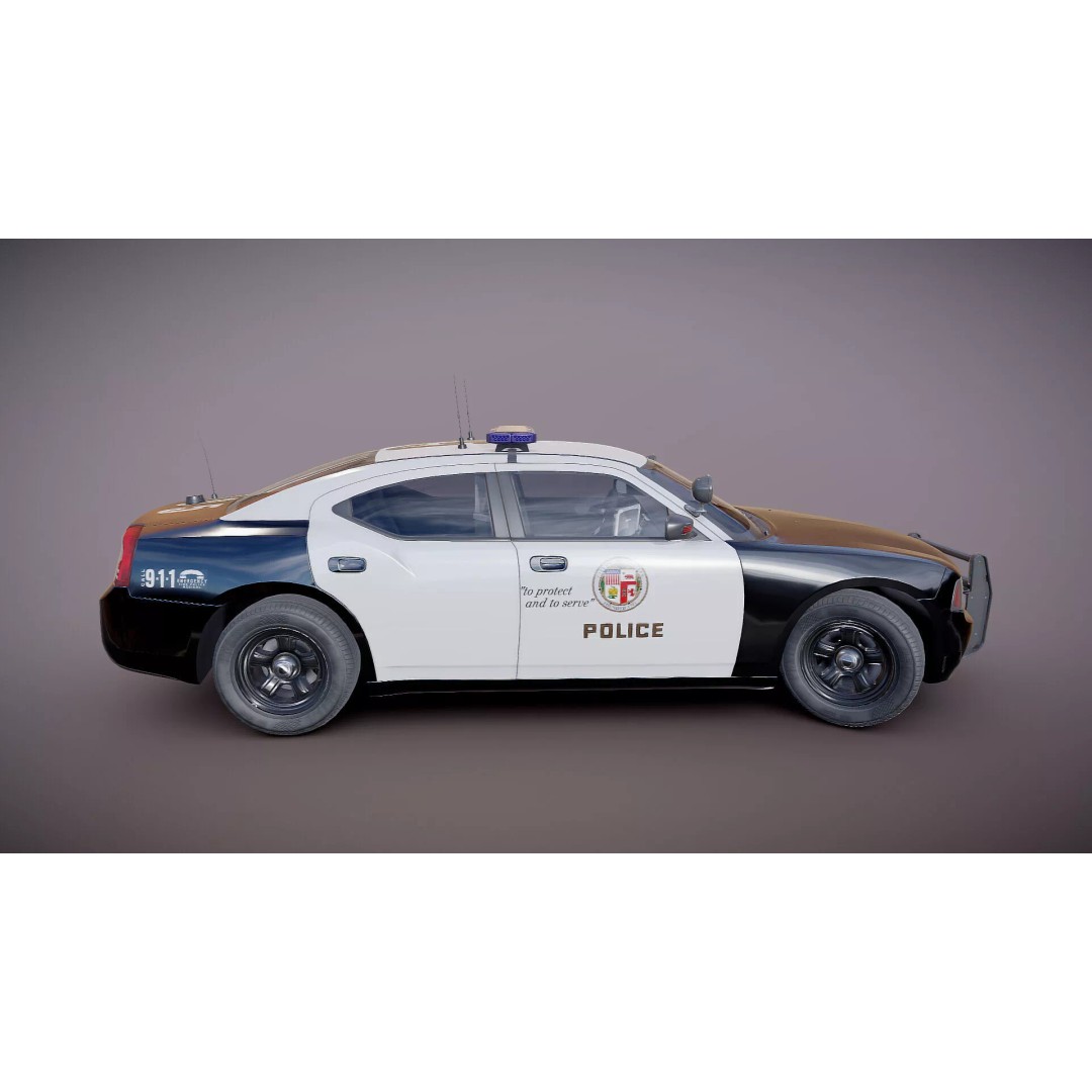 American Police Car 3D Model – Low Poly Game Ready Asset, FBX - View 29