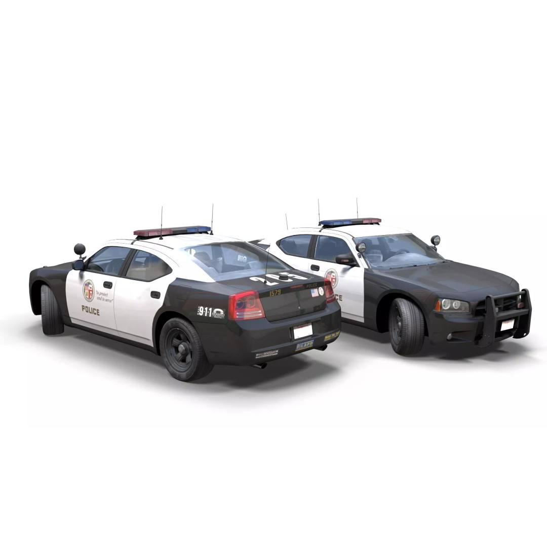 American Police Car 3D Model – Low Poly Game Ready Asset, FBX - View 3