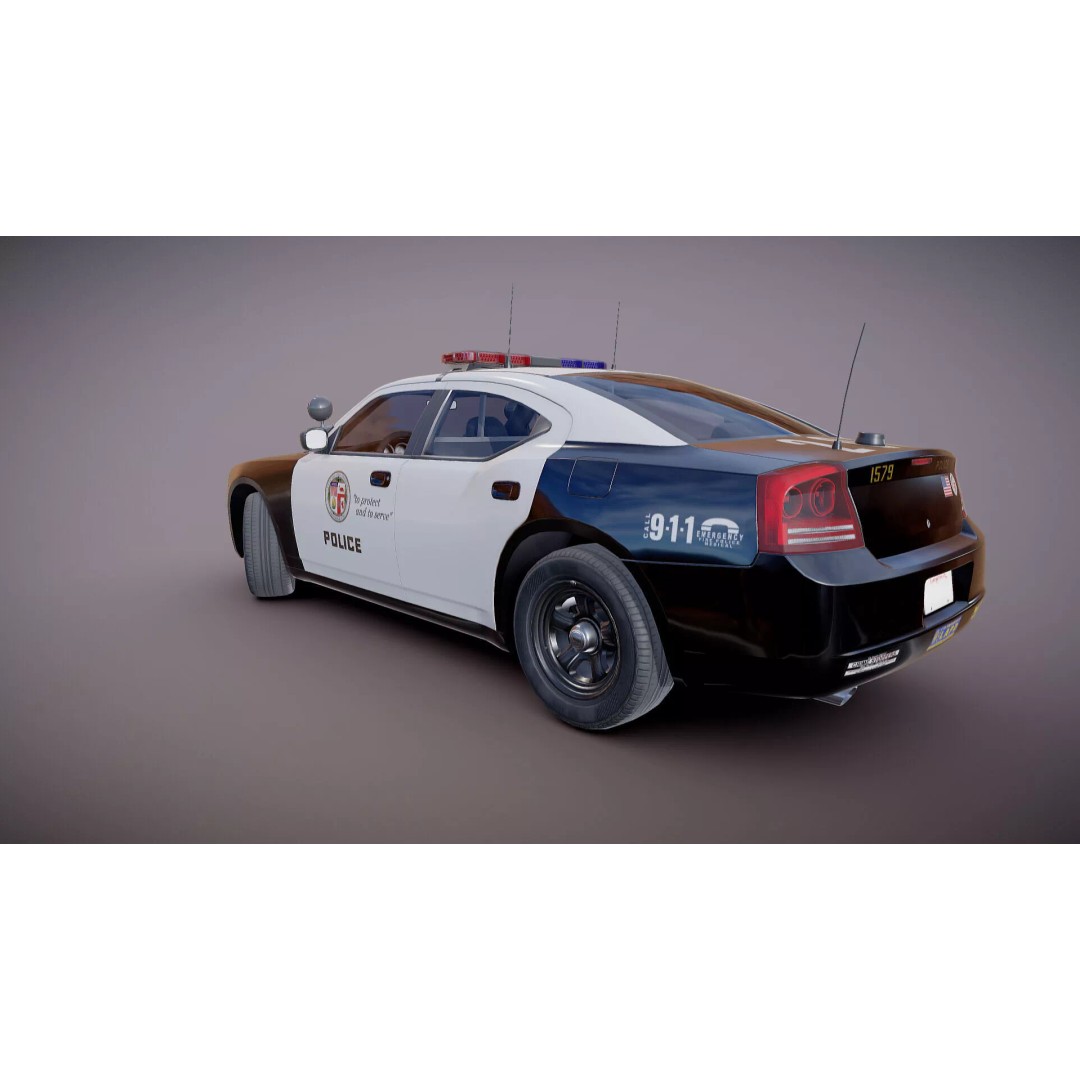 American Police Car 3D Model – Low Poly Game Ready Asset, FBX - View 31