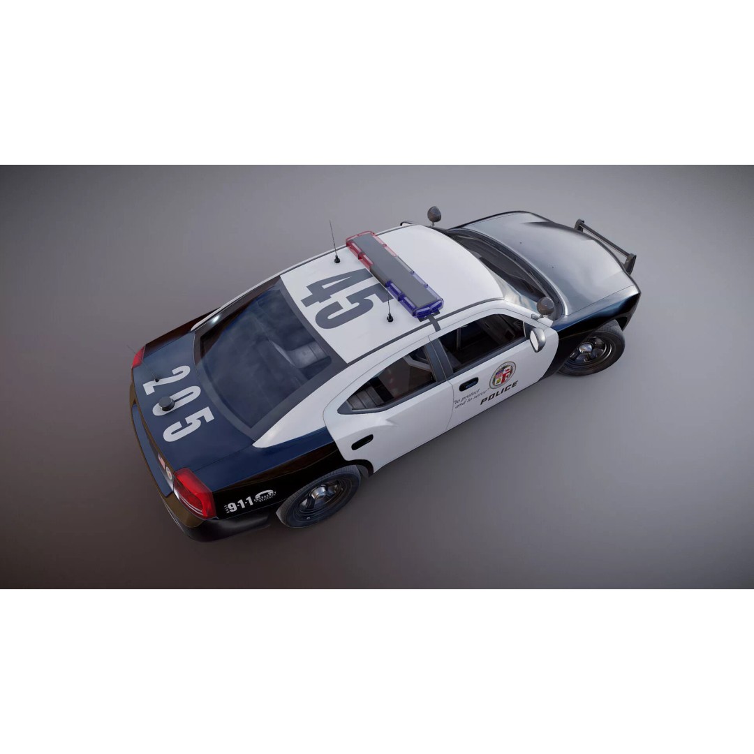 American Police Car 3D Model – Low Poly Game Ready Asset, FBX - View 34