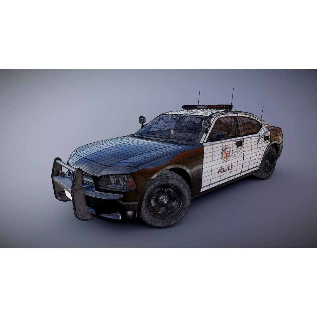 American Police Car 3D Model – Low Poly Game Ready Asset, FBX - View 35